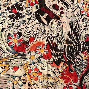 Ed Hardy Multicolor Graphic Scarf